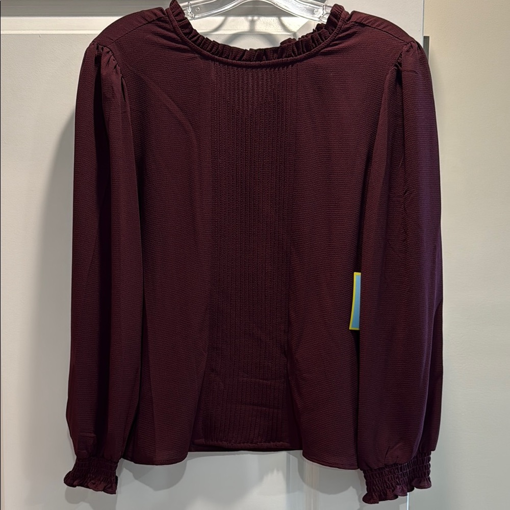 CeCe Deep Burgundy Blouse
